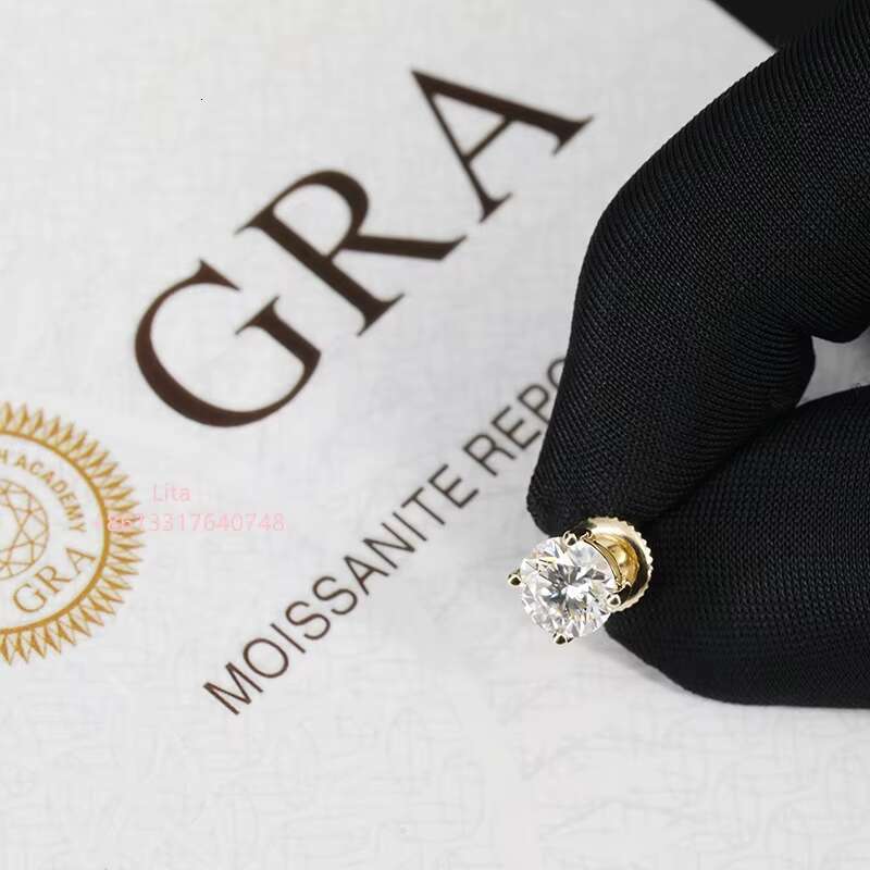 Factory Wholesale 1 Carat D Color Moissanite Diamond Gemstone Sterling Silver Stud Screw Earrings