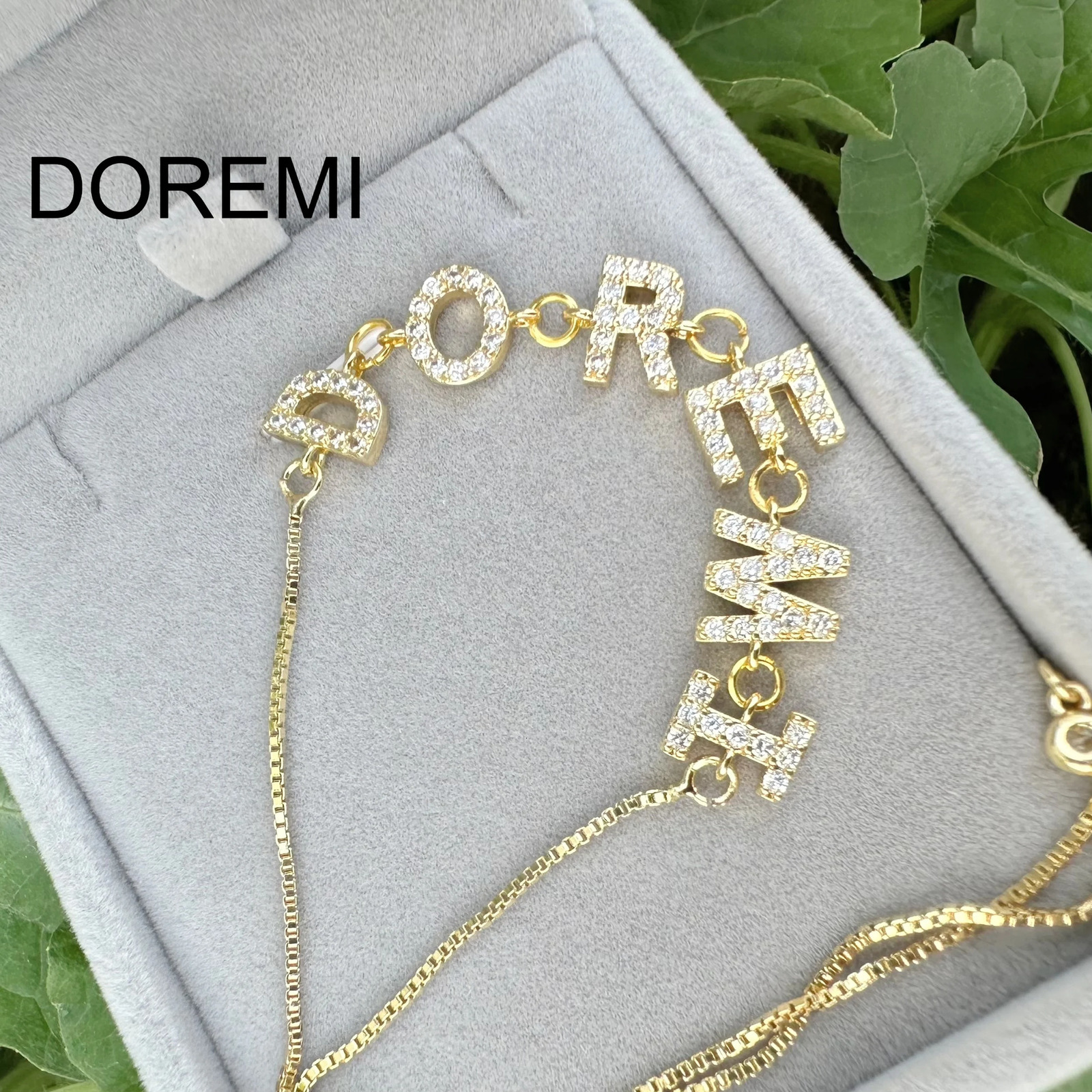 Doremi Diamond Letter Alphabet Bracelet Dainty 26 Letter Initial Charm Bracelet Gold Jewelry Initial Letter Zircon Name Bracelet 250408