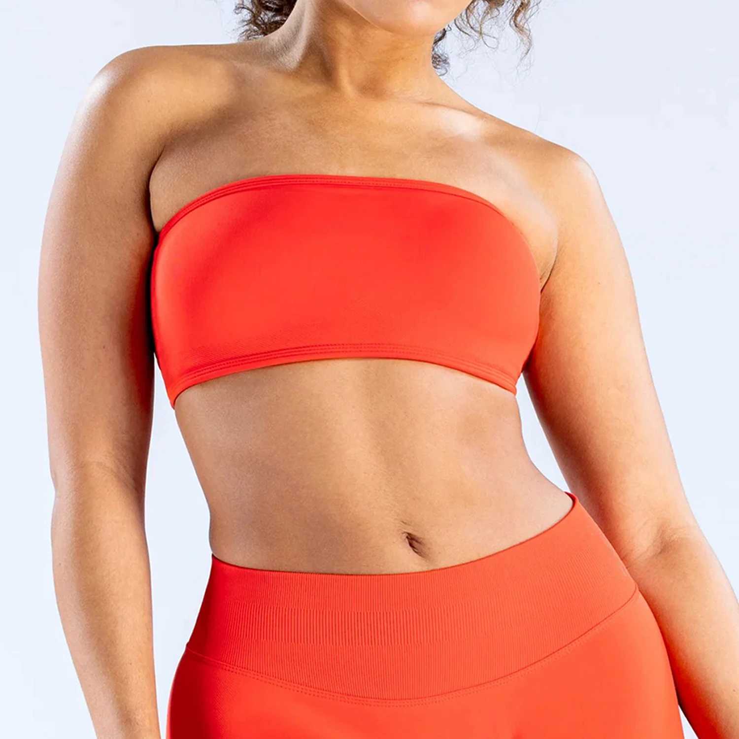 No impact no back Bandeau sports bra womens gym top crop seamless tube bra yoga top sports bra push up fitness gym braXJ250410