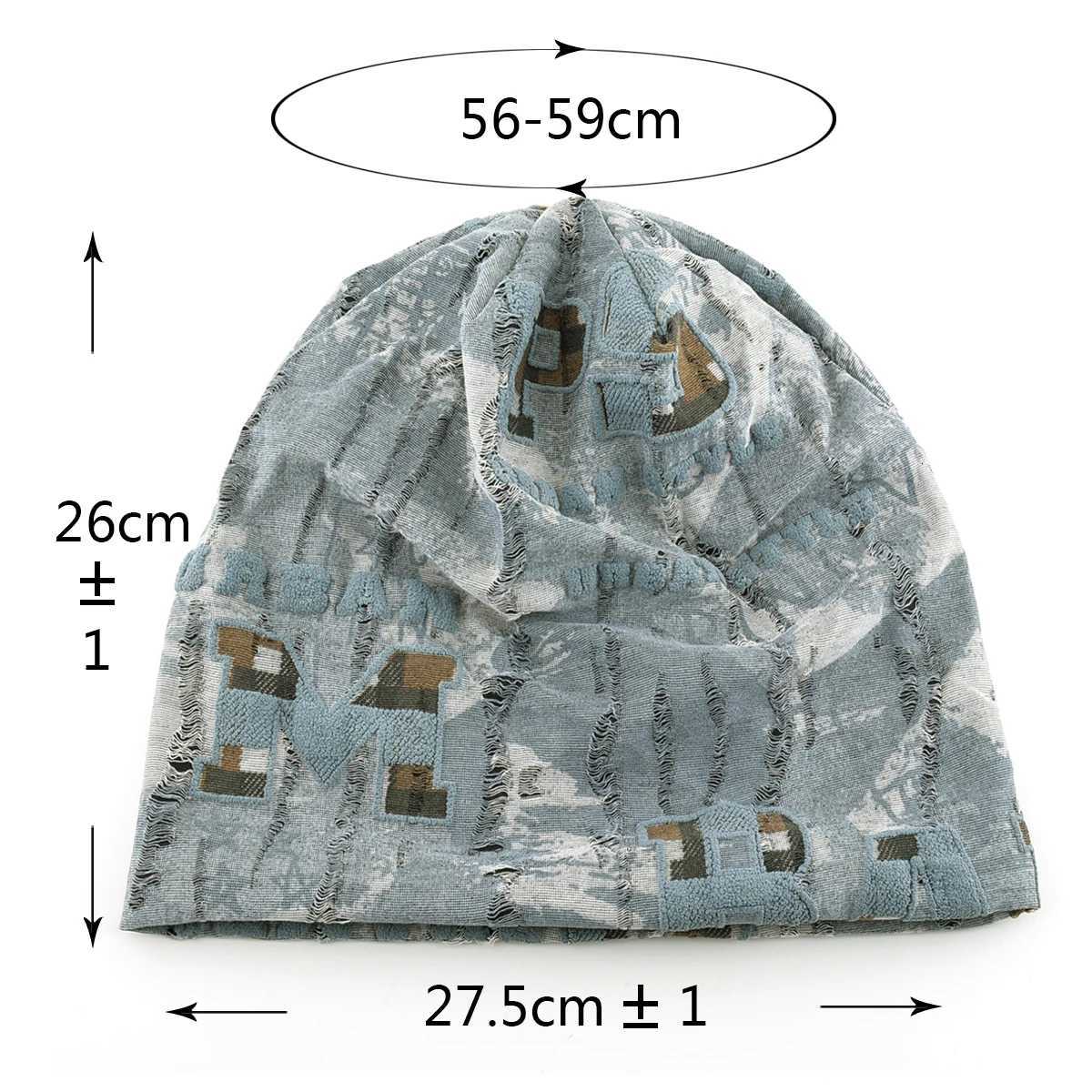 Vintage Distressed Tie-dye Beanie Women Foam 3D Letter Printing Hats Men Spring Fall Skullies Beanies Winter Warm Fleece-linedXJ251110