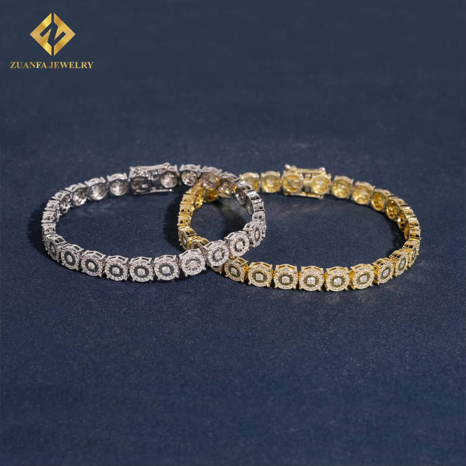 Elegant 68mm Round Fully Iced Out Moissanite Diamond Bracelet for Women 925 Silver Fine Jewelry Hip Hop Moissanite Bracelet