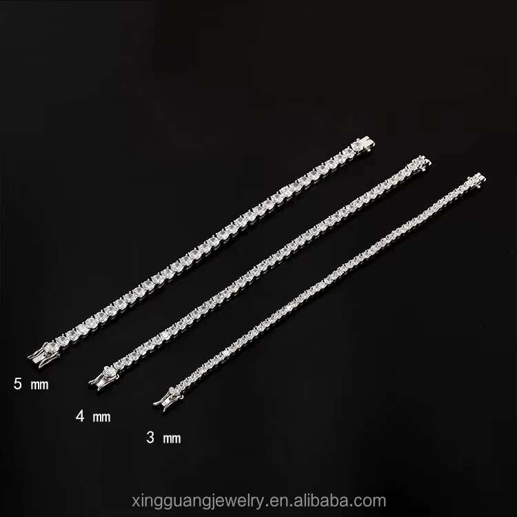 2 mm to 4 mm Diamond Tennis Link Chain 925 Silver Gold Plated Fine Jewelry Bracelet VVS Moissanite Tennis Chain for Men Women