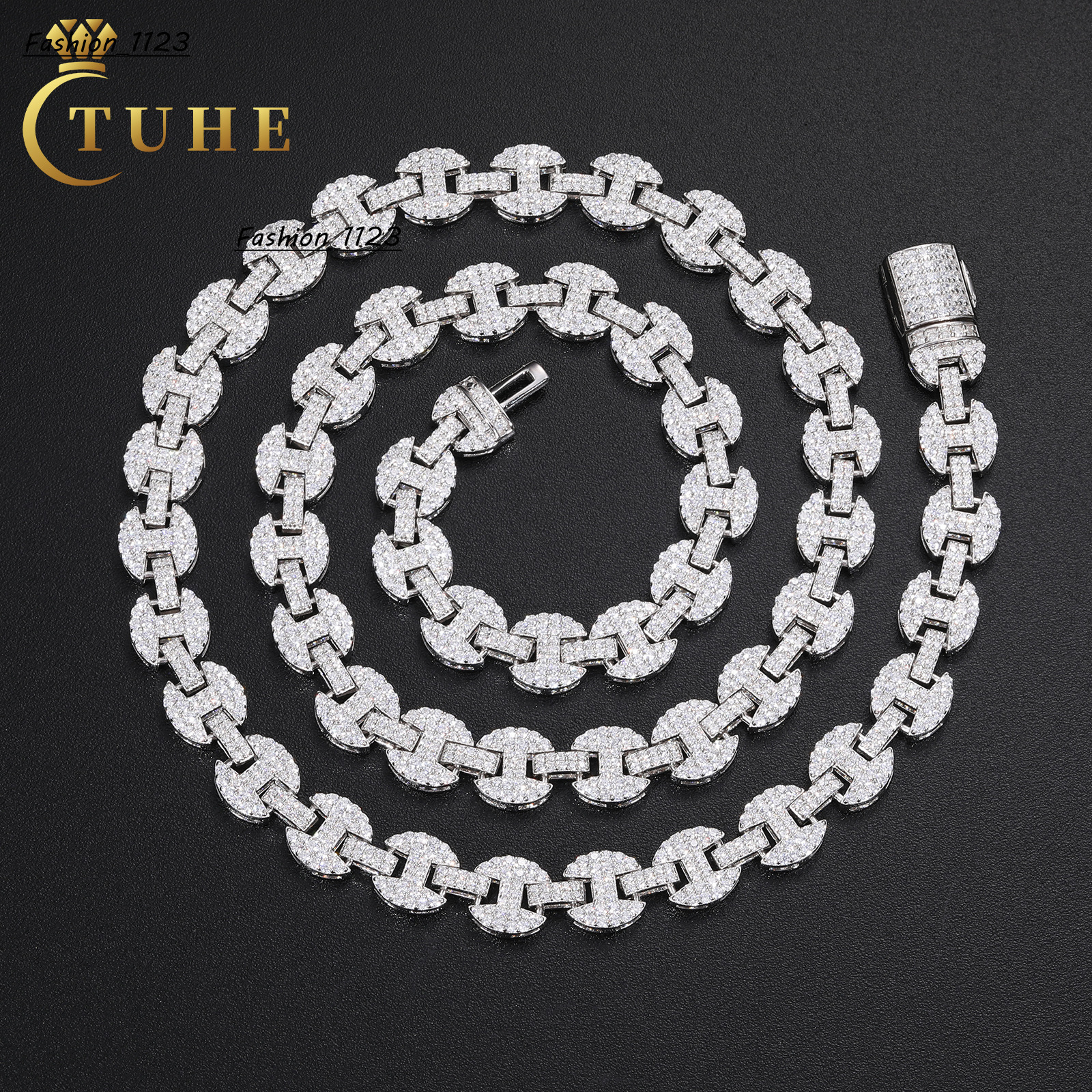 Fashion Jewelry 6mm 8mm 10mm Moissanite Link Chain 925 Sterling Silver VVS Mossanite Iced Out Hiphop Cuban Necklace for Men