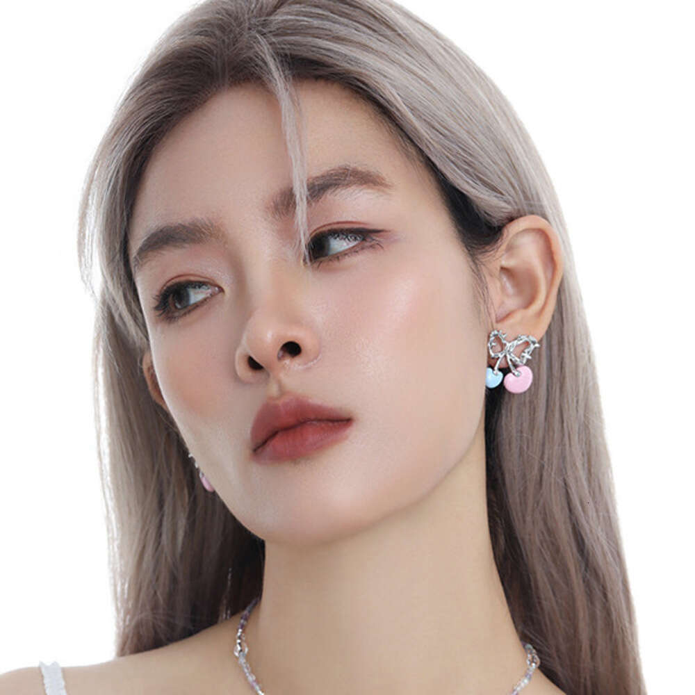 DHcollections Japanese and Simple Bow Red Ball for Women Korean Style Sweet Cute Dopamine Earrings Jewelry