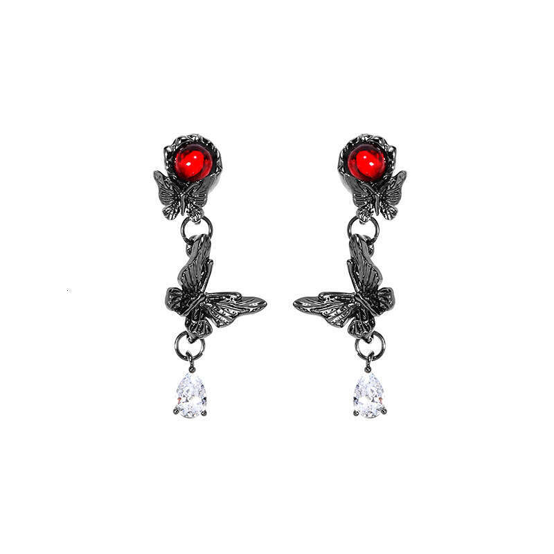 Black Butterfly Niche Light Luxury High-end Exquisite Zircon Dark Style Vintage Earrings