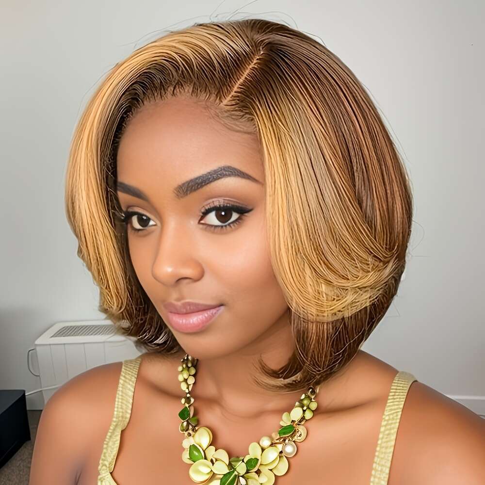 8 Inch Short Human Hair 13X4 Lace Front Wigs For Black Women Side Part Glueless Pre Plucked Frontal Bob Wig 180% Density