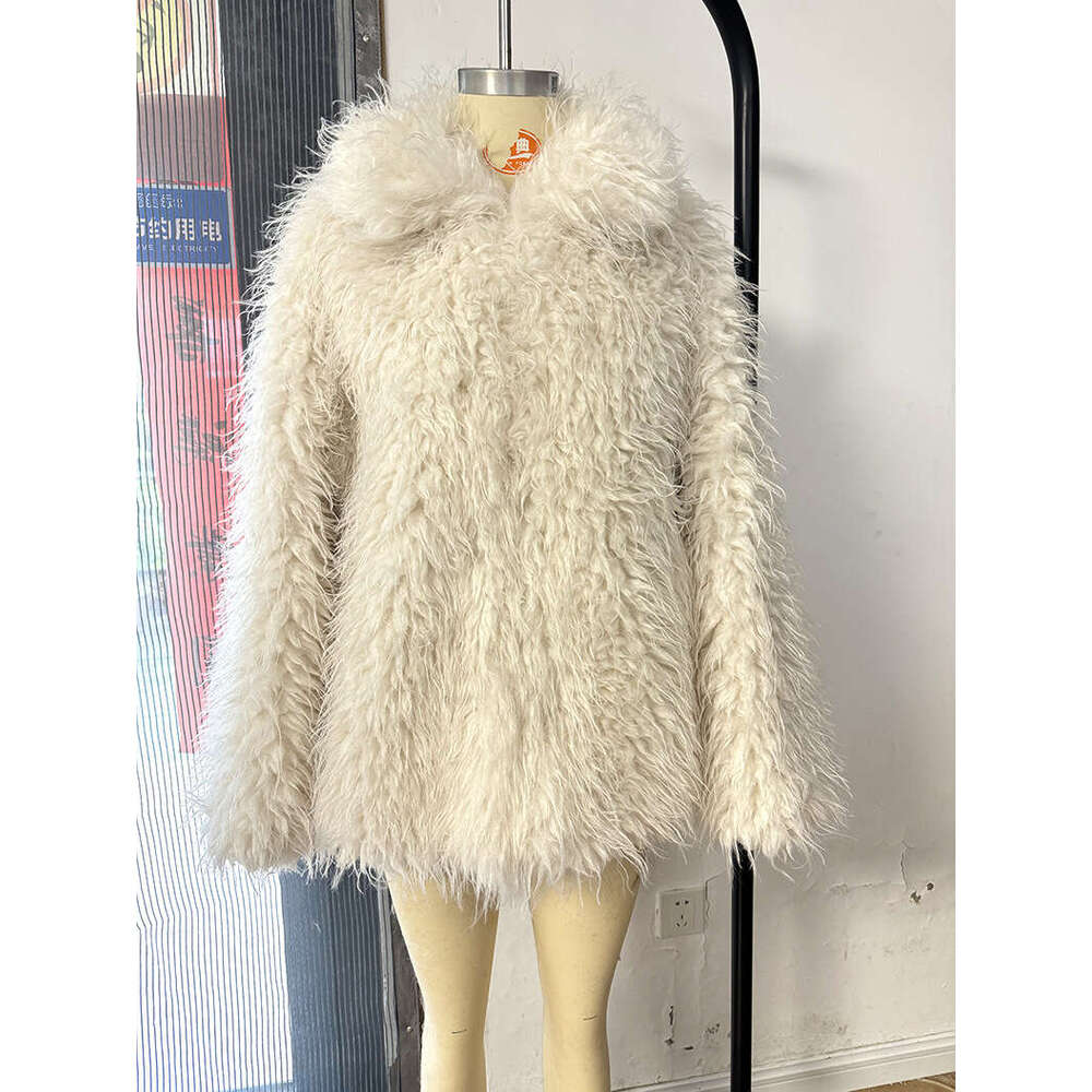 Cross-Border Yellow Plush European and American Style Faux Fur Coat for Women Oversize Outfit Top
