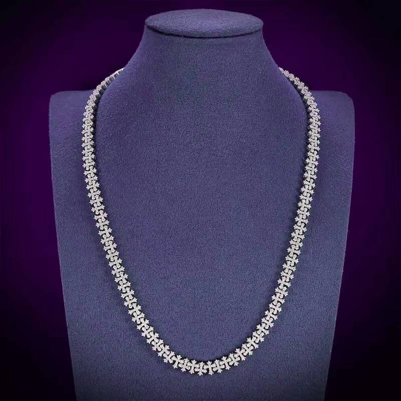 Hip Hop 8MM GRA Iced Out Bling VVS D Color Moissanite 925 Sterling Silver Pass Diamond Tester Cross Link Cuban Chain for Men