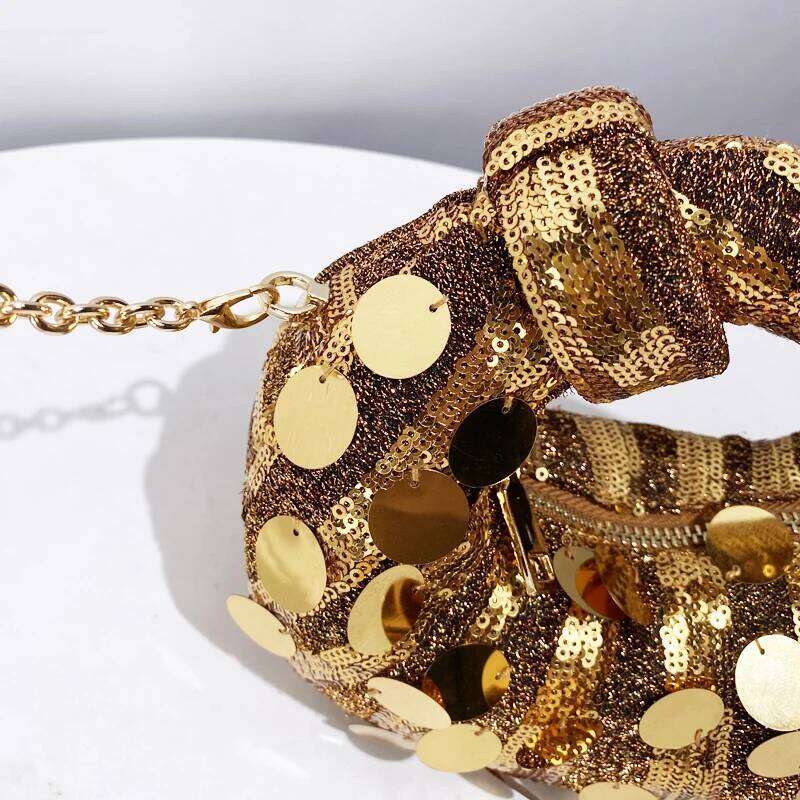 Mini Puffer Evening Bags For Women Luxury Designer Handbags Purses 2025 New In PVC Mosaic Shiny Disc Chain Strap Wrist Shoulder