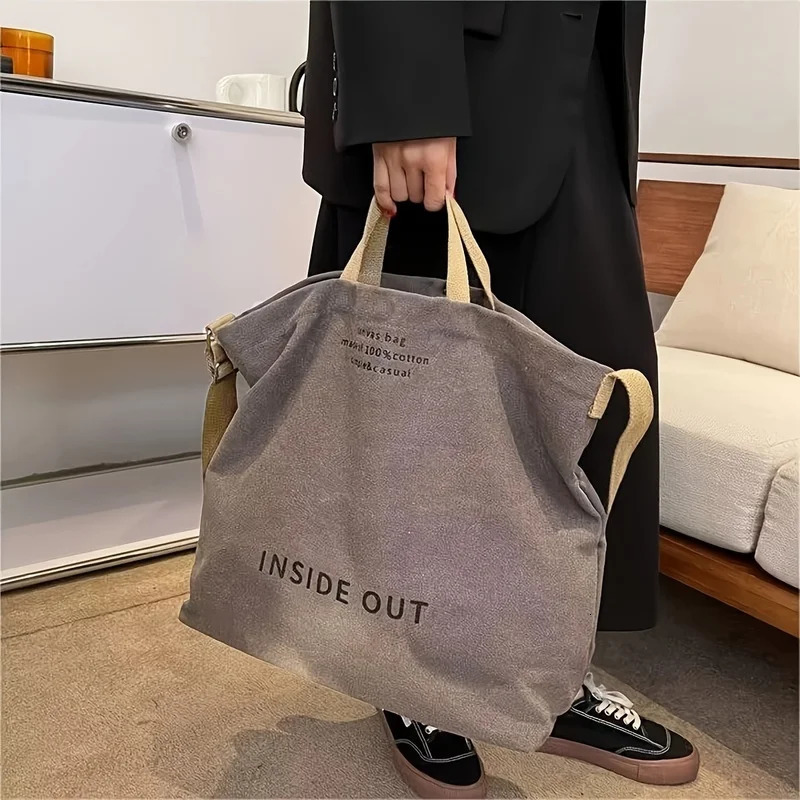 Brown Large Capacity Canvas Tote Bag Gym Shoulder Bag for Sports Travel 1-Pack 251110