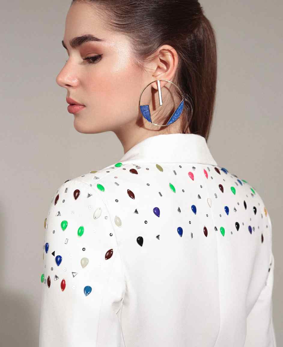 Colorful Beads Women Blazer Suits Leisure Ladies Slim Fit Fashion Wear Prom Birthday Party Customized Blazer Sets 2 Pieces