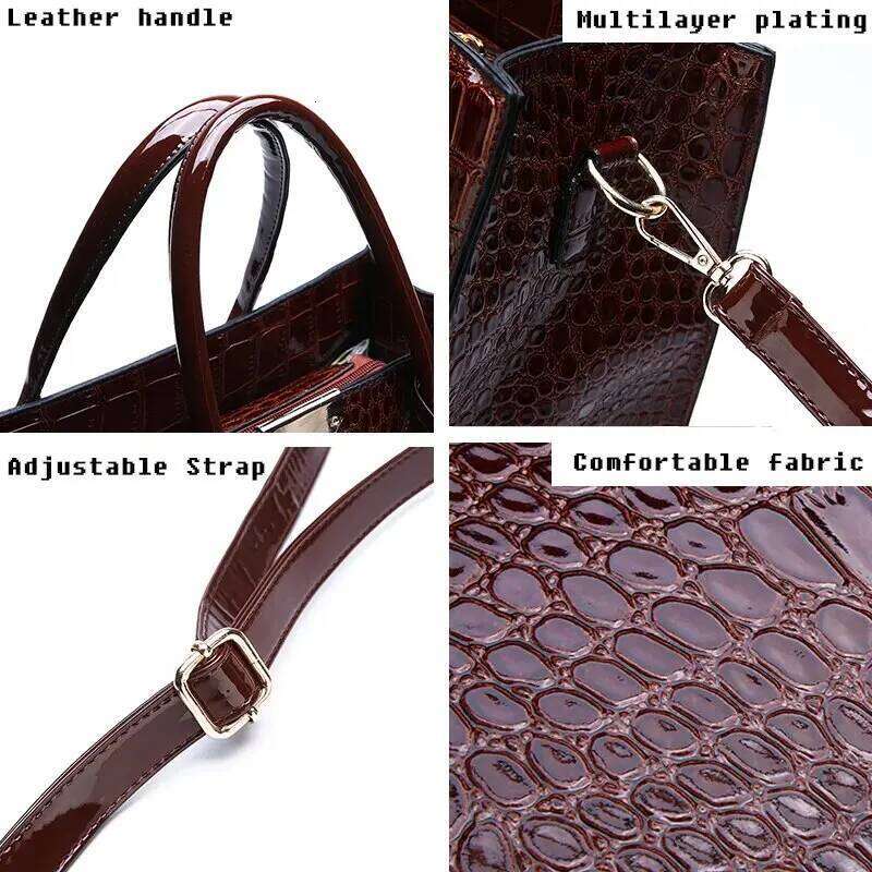Crocodile Print Women Handbags Purse Tote Adjustable Strap Top Handle Bag Large Capacity Crossbody Bags Work Travel Gift