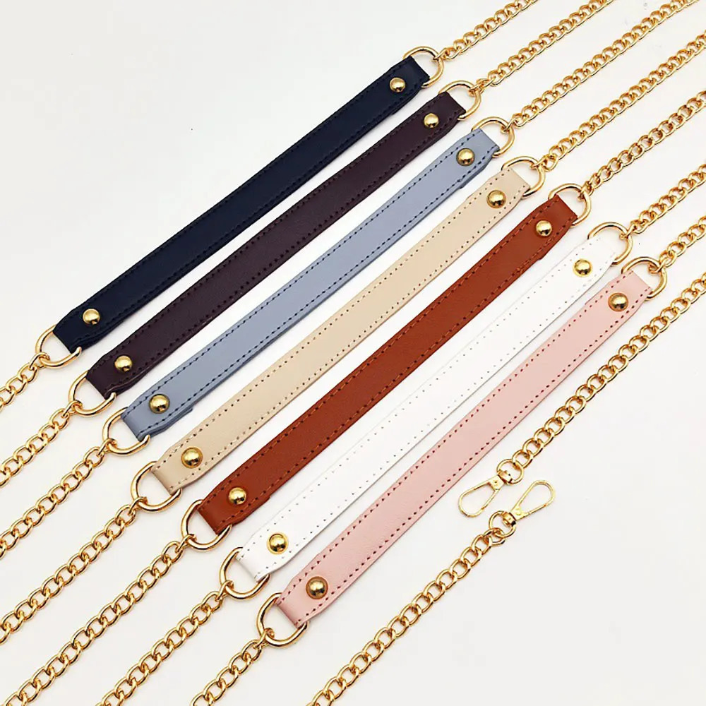 1Pcs 115cm Replacement Shoulder Strap Crossbody Bag Belt Fashion PU Leather Handle with Metal Chains Bag Replacement Accessories 251110
