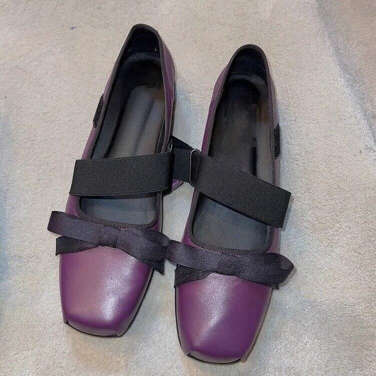 Woman Sandals New Square Toe Mary Jane Single For Women In Spring Autumn Fashionable Bow Comfortable Flat Shoes Slimming And Shallow Mouth Ballet Shoe