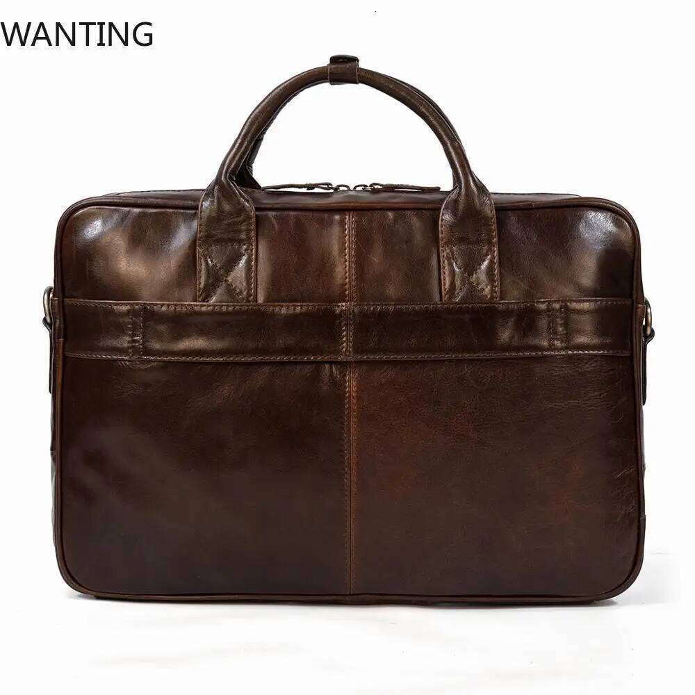 Designer Bags Designer Bags Soft Genuine Leather Briefcase Men's Business Laptop 14 15.6 Inch PC Computer Bag For Men Male Shoulder Briefcases Ho