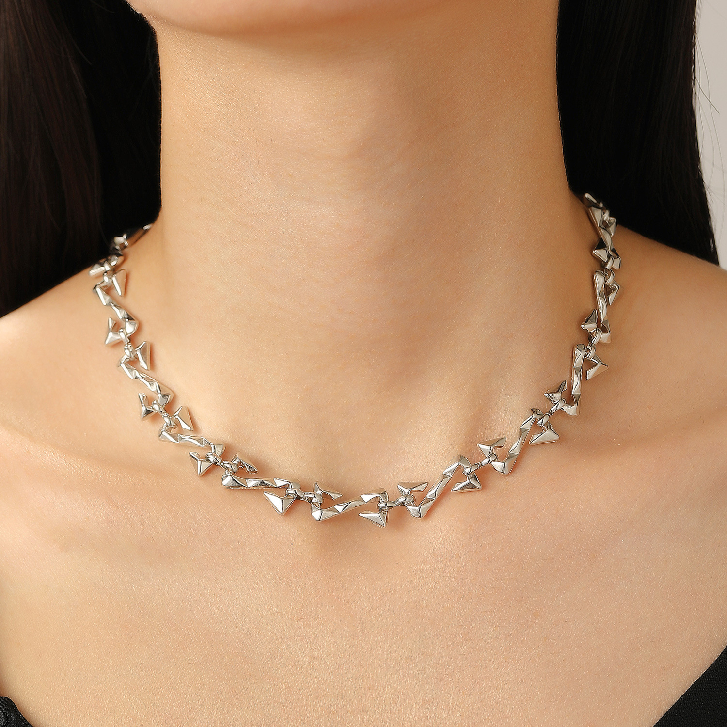 Unique Necklace and Bracelet Set Jewelry High-End Feel Women Hip-Hop Punk Z-Shaped Collarbone Chain Men Accessories