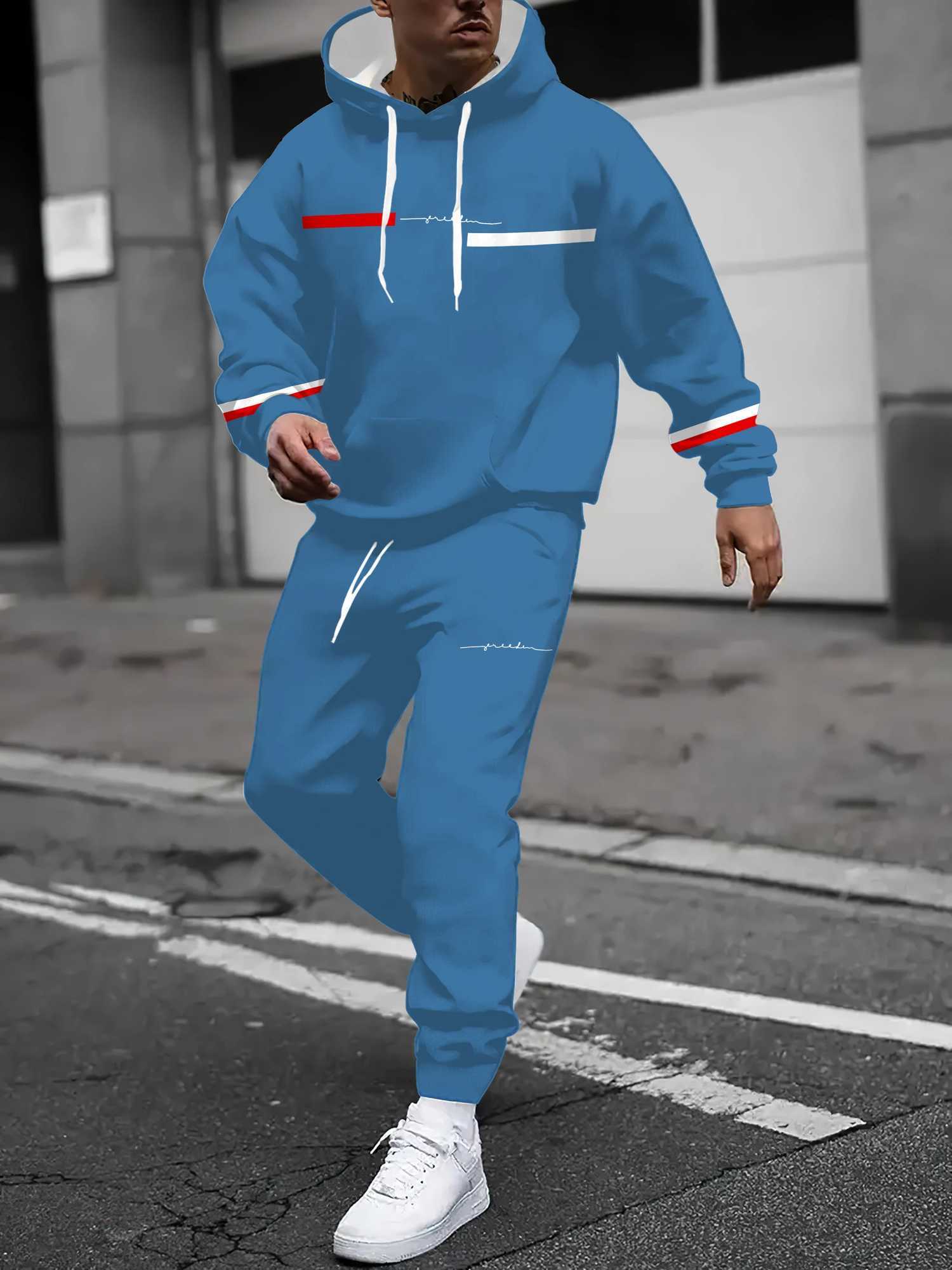 The new mens sweatshirt for Spring and Autumn 2025 features a casual fashionable soft and comfortable 3D line pattern print W251110