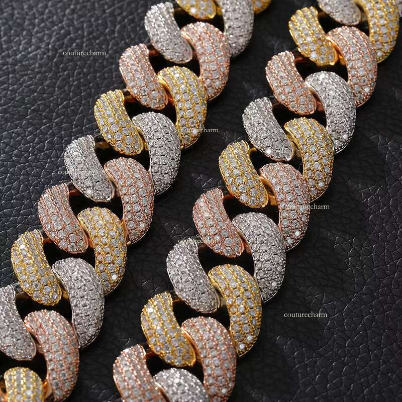 20mm Full Iced Out Moissanite Stones Sterg Sier Big Cuban Chain
