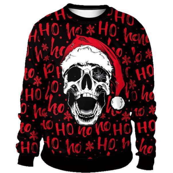 Cross-Border European American Christmas Halloween New Men's and Women's Crew Neck Sweatshirt 3D Digital Print Couple Outfit Factory