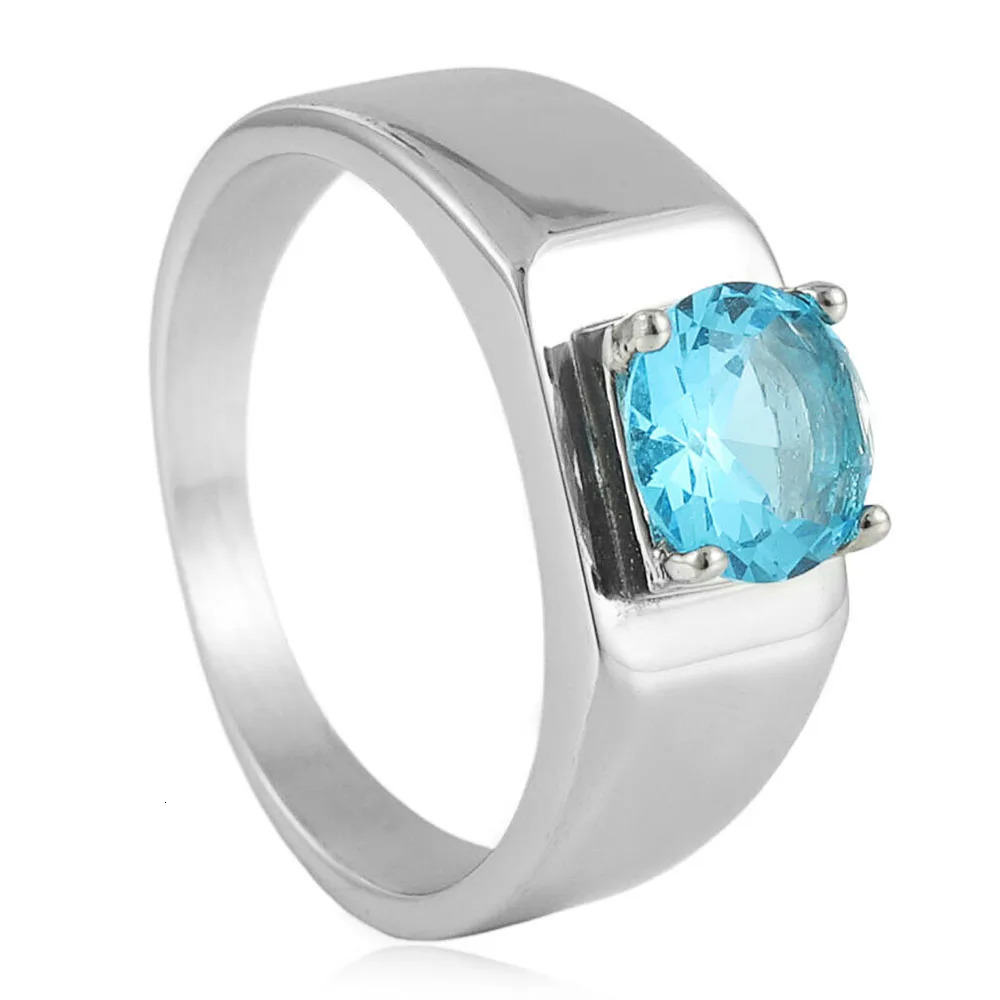 Stainless steel multicolor stone ring trendy men and women simple and fashionable gemstone ring steel ring 251023