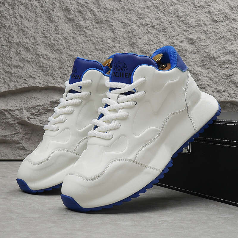 Handsome Casual 2025 Genuine White Thick Height Increasing Fashion Sports Leather Soft Sole Dad Shoes for Men