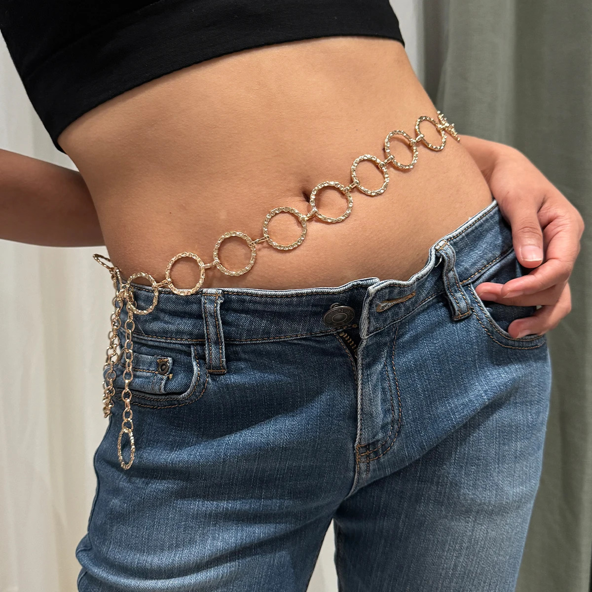 Fashion round belt for women Gothic punk Y2K highend y n womens western cowboy girl 250410