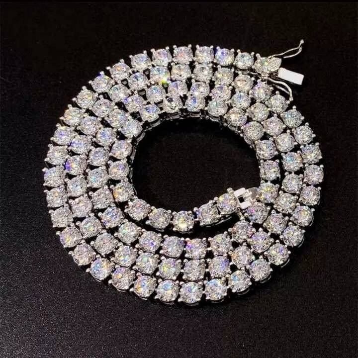 Rinntin MON01 Wholesale Diamond Tennis Chain Necklace 3mm 4mm 5mm VVS Iced Out 925 Silver Fine Jewelry Moissanite Tennis Chain