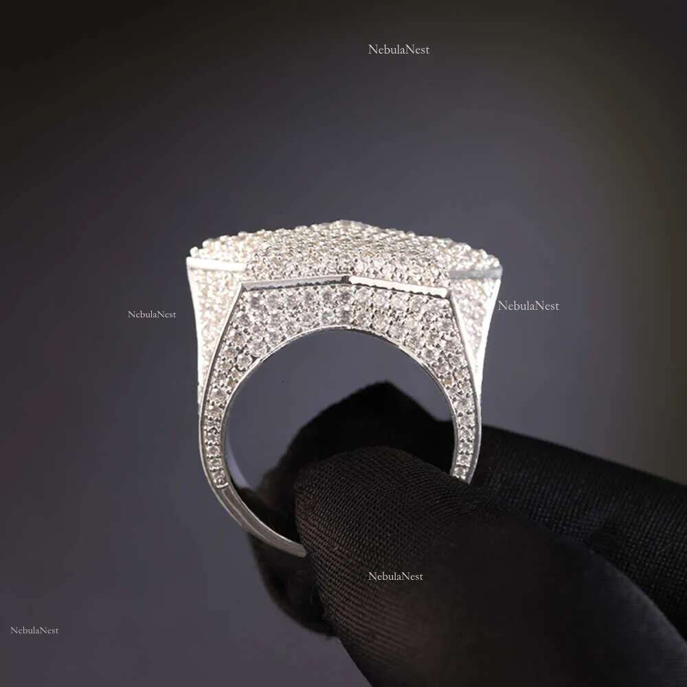 Custom with GRA Certified Certificate Sterg Sier Iced Out Hip hop Star VVS Moissanite Cuban k Ring Mens