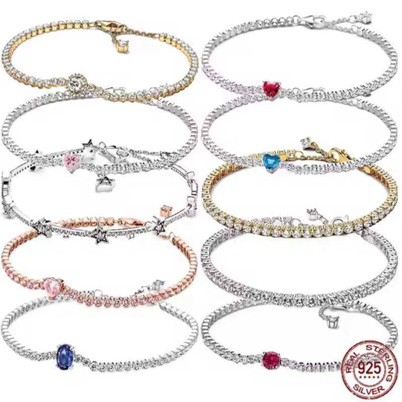 Hot selling 925 sterling silver womens classic sparkling zircon tennis bracelet for men and women luxurious surprise jewelryT251110