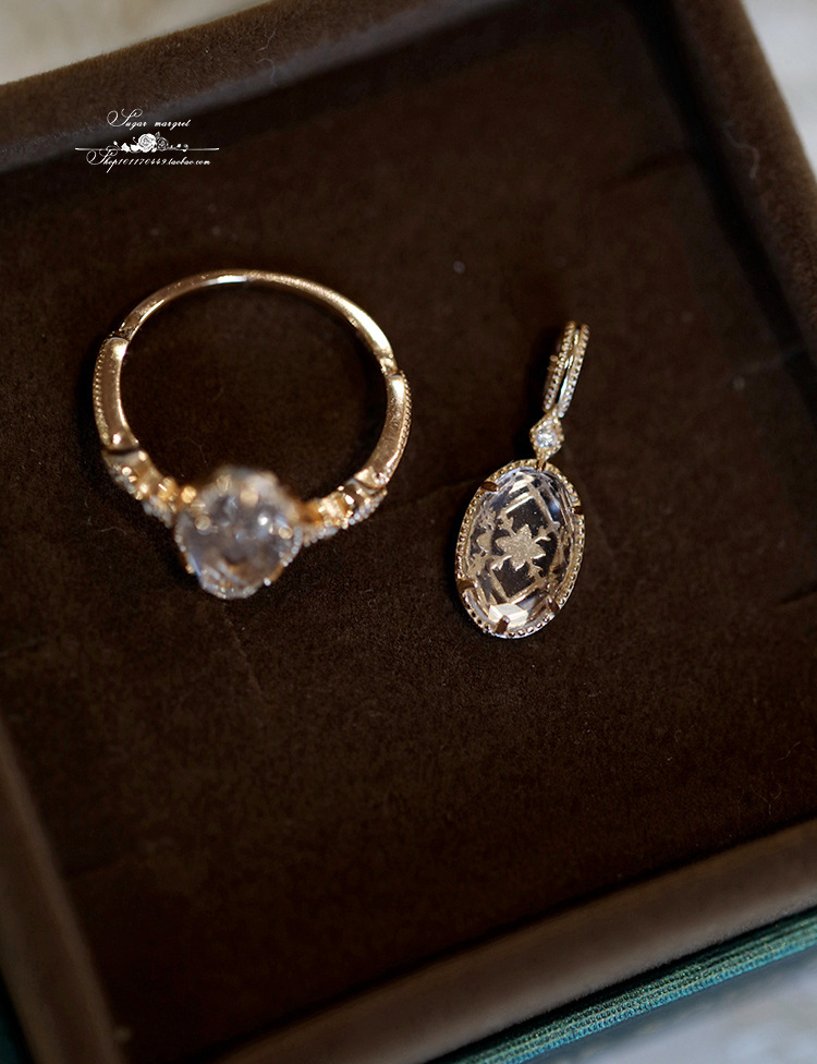 "mirror Fashion Ring Spring Poetry" Exquisite Light Luxury High Imitation Natural White Crystal Luxurious Designer Ring Rose Flower Women 