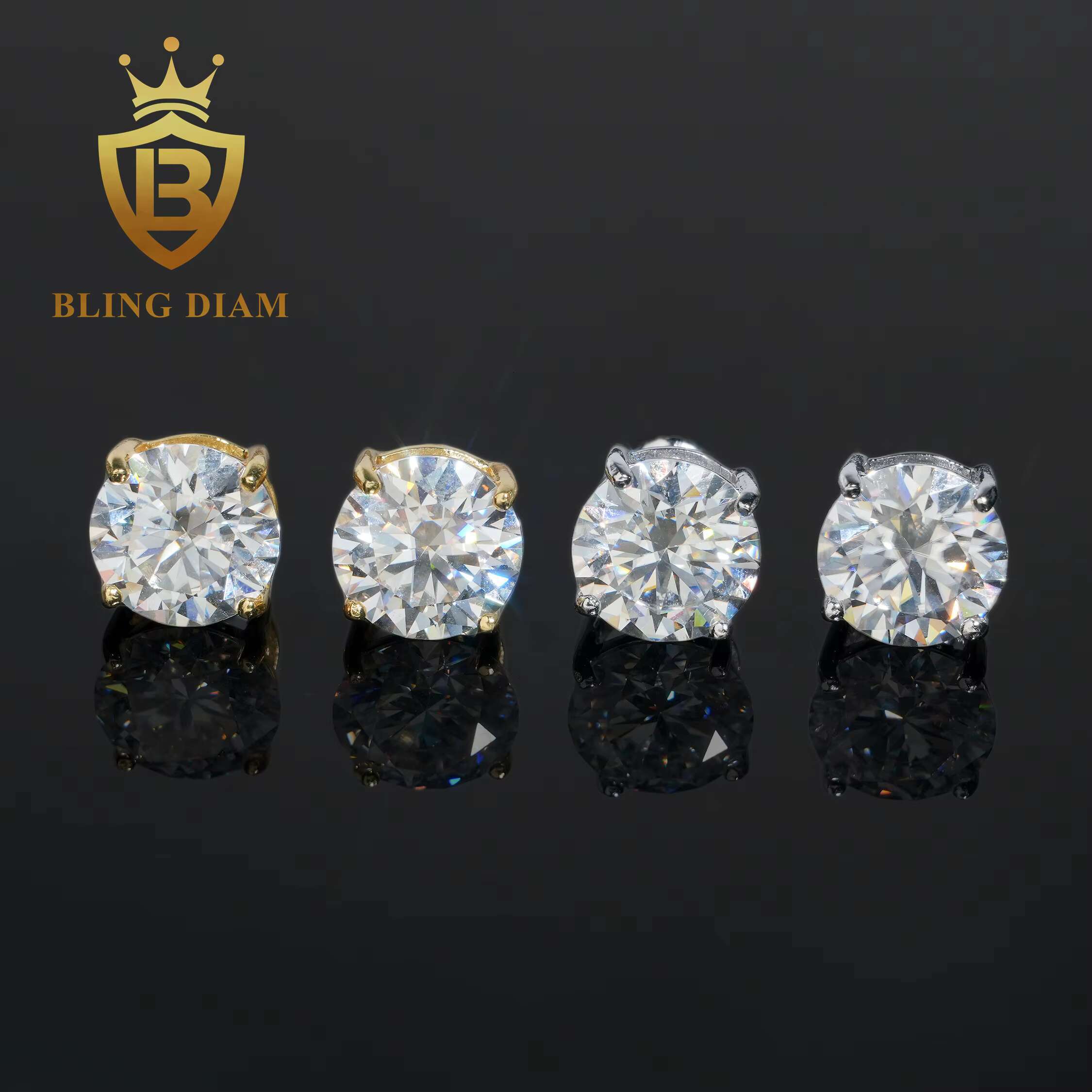 Fashion Round Brillant Cut 10mm Pass Diamond Tester Moissanite Jewelry 925 Sterling Silver Moissanite Stud Earrings Screw Back