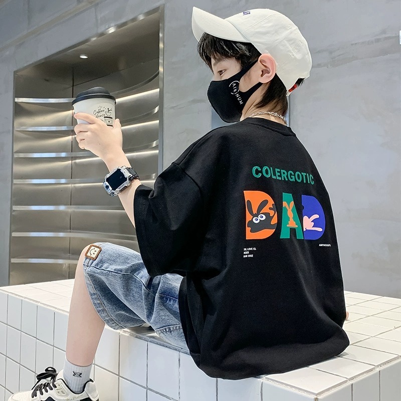 GS- Ddmyshoesvip Boys Clothes Short T Shirt Middle Aged Children S Clothing Summer New Style Boys Half Sleeved T Shirt Top Trendy