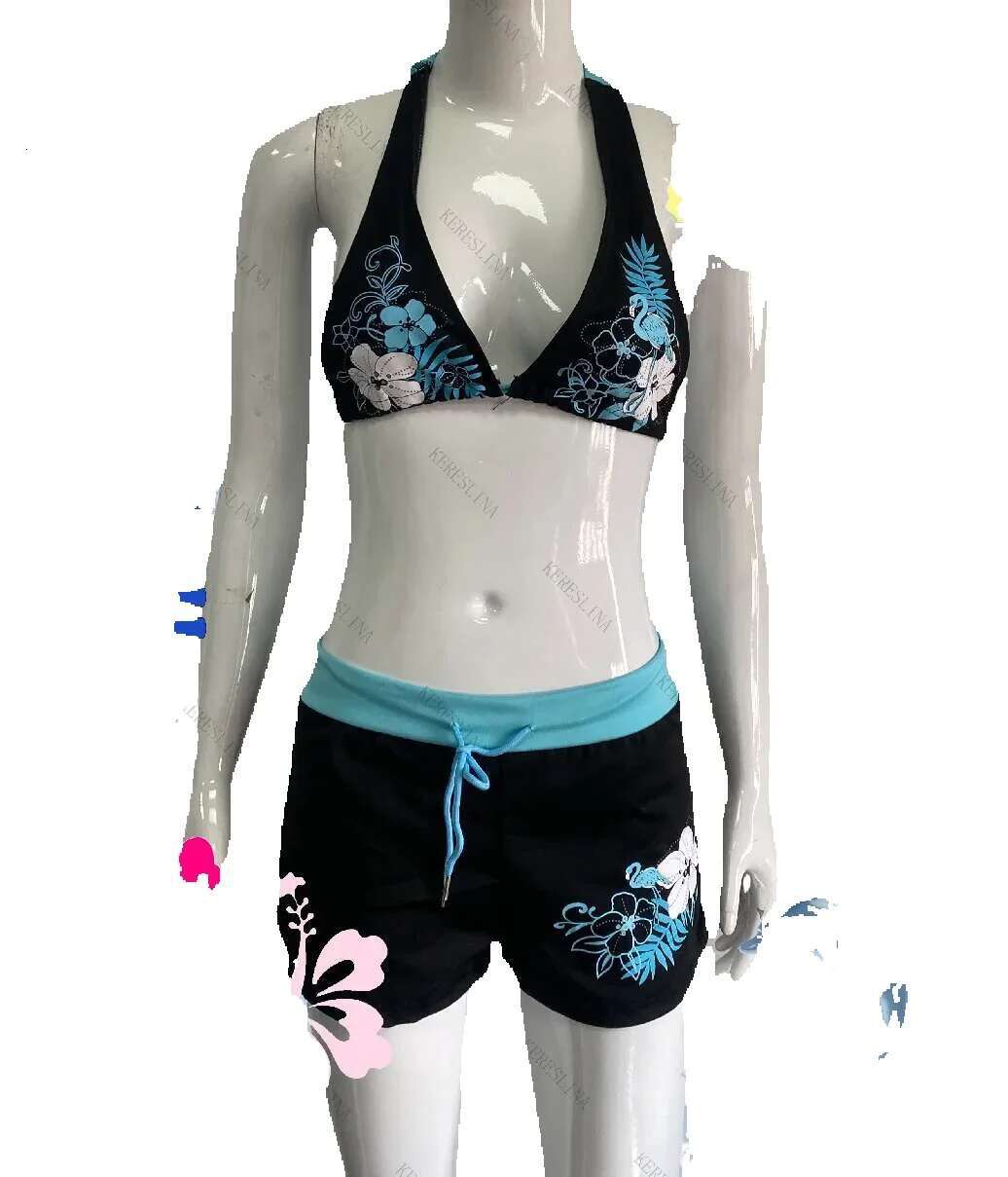 Retro floral print cute 2 sets of bikini 2000s sexy women's fashionable camisole shoulder strap swimsuit high street beach women