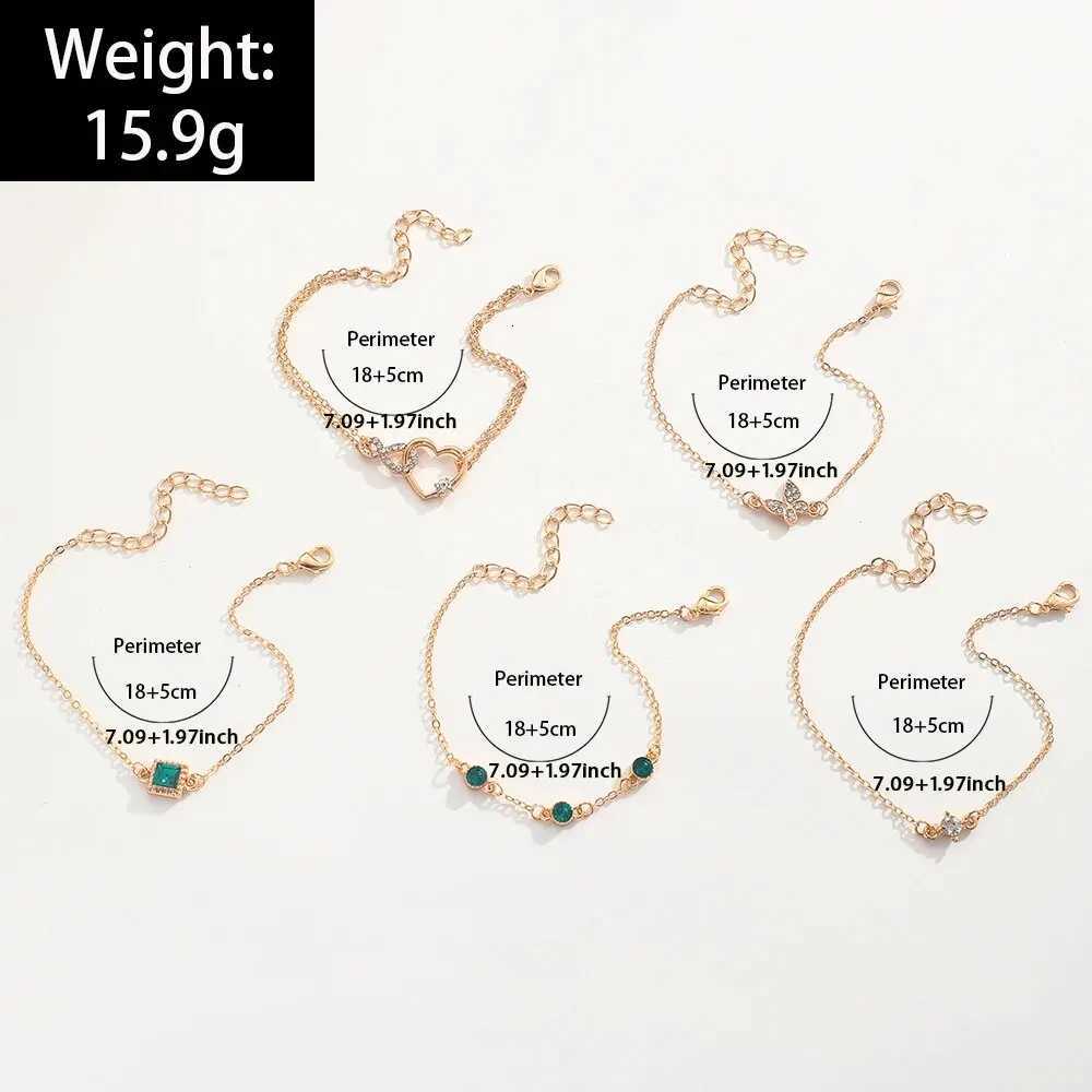 5Pcs/Set Rhinestone Butterfly Heart Love Infinite Decor Imitation Gem Metal Hollow Bracelet For Women For Daily DecorationT251110