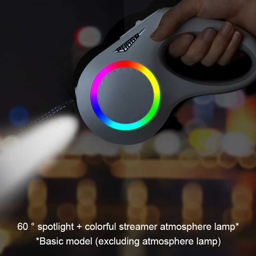 LED Light Dog Leash Auto Scaling Dog Walking Pet Accessories USB Charge Night Walking 5m J251110