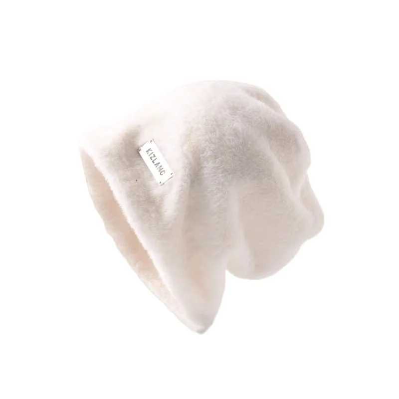 Plush Beanies Hats For Women Winter Warm Solid Baggy Fleece Wool Skullies Hat Outdoor Coldproof Thicken CapsXJ251110
