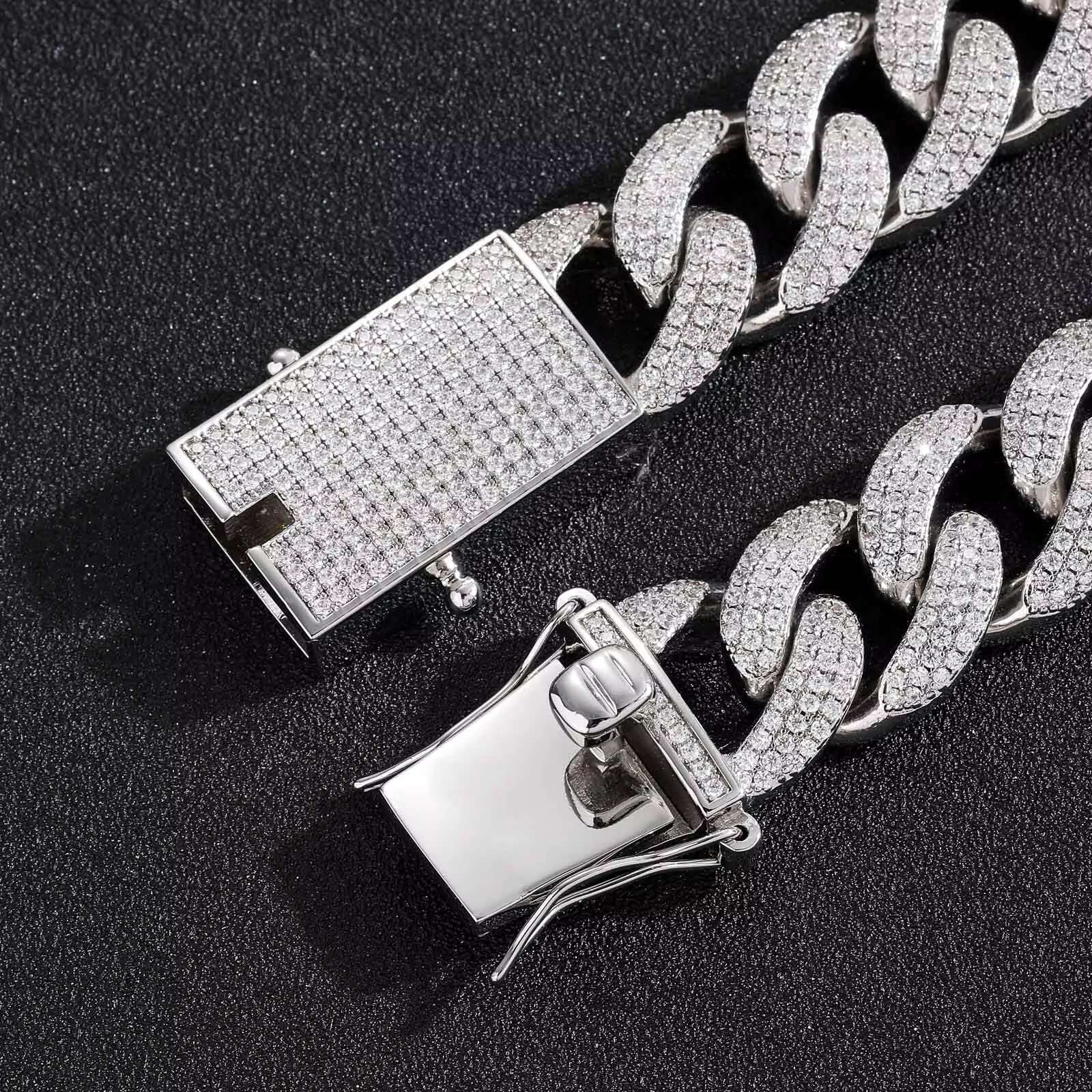 BES 18mm Fine Iced Out Bg Brass Cuban k Hip Hop Mens Micro Pave Chain Necklace Jewelry