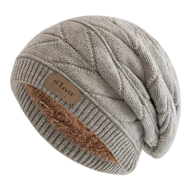 New Unisex Beanie Hats For Men Women Outdoor Ski Sports Winter Hat Letter Label Decor Plush Fur Lined Warm Knitted HatXJ251110