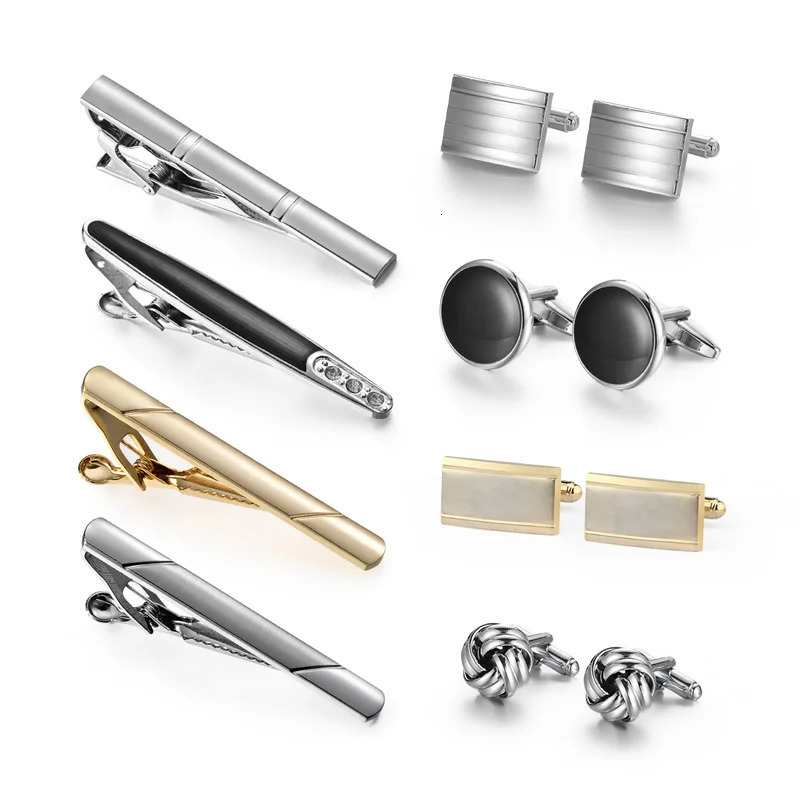 4 Sets Cufflinks For Mens Tie Clips Cufflinks Set With Box Wedding Guests Gifts Man Shirt Cufflink Pisa Ties Mens Gift 250409