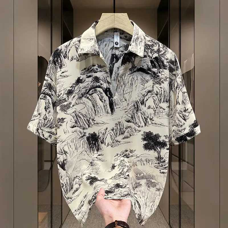 EleGant and fashionable Harajuku slim fit Ropa Hombre loose casual sports full matching T-shirt printed thin short sLeeved shirt X250410