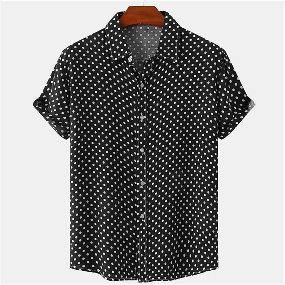 Spot Simplicity Mens Casual Shirt Summer Hawaiian Shirt Mens Casual Short Sleeve Shirt Mens Clothing Breathable Shirt Top X250410