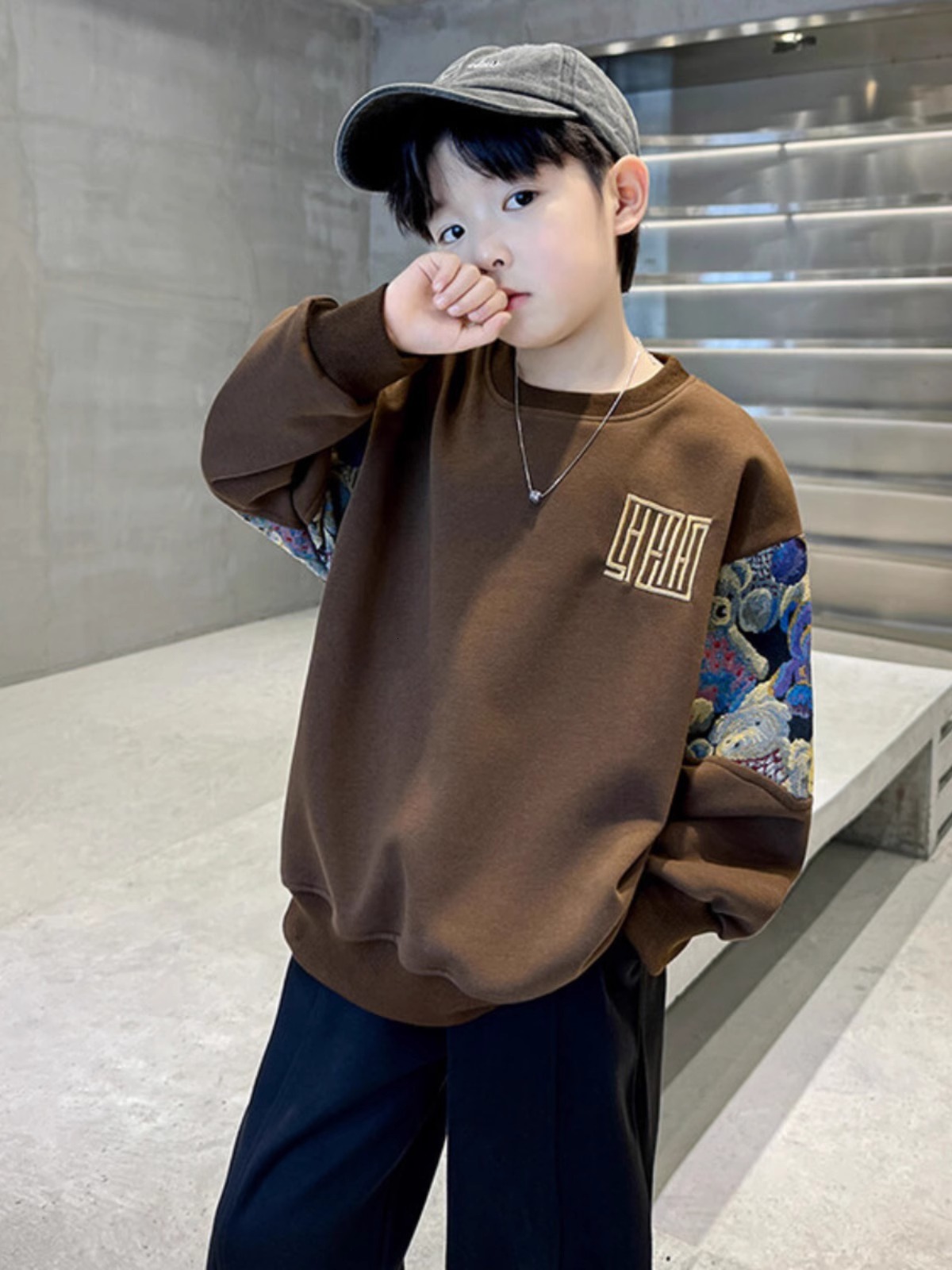 GS- Ddmyshoesvip Children Clothing Boys Hoodie New Item Handsome Middle Aged Young Boys Explosive Street Style Spring And Autumn Top Trend