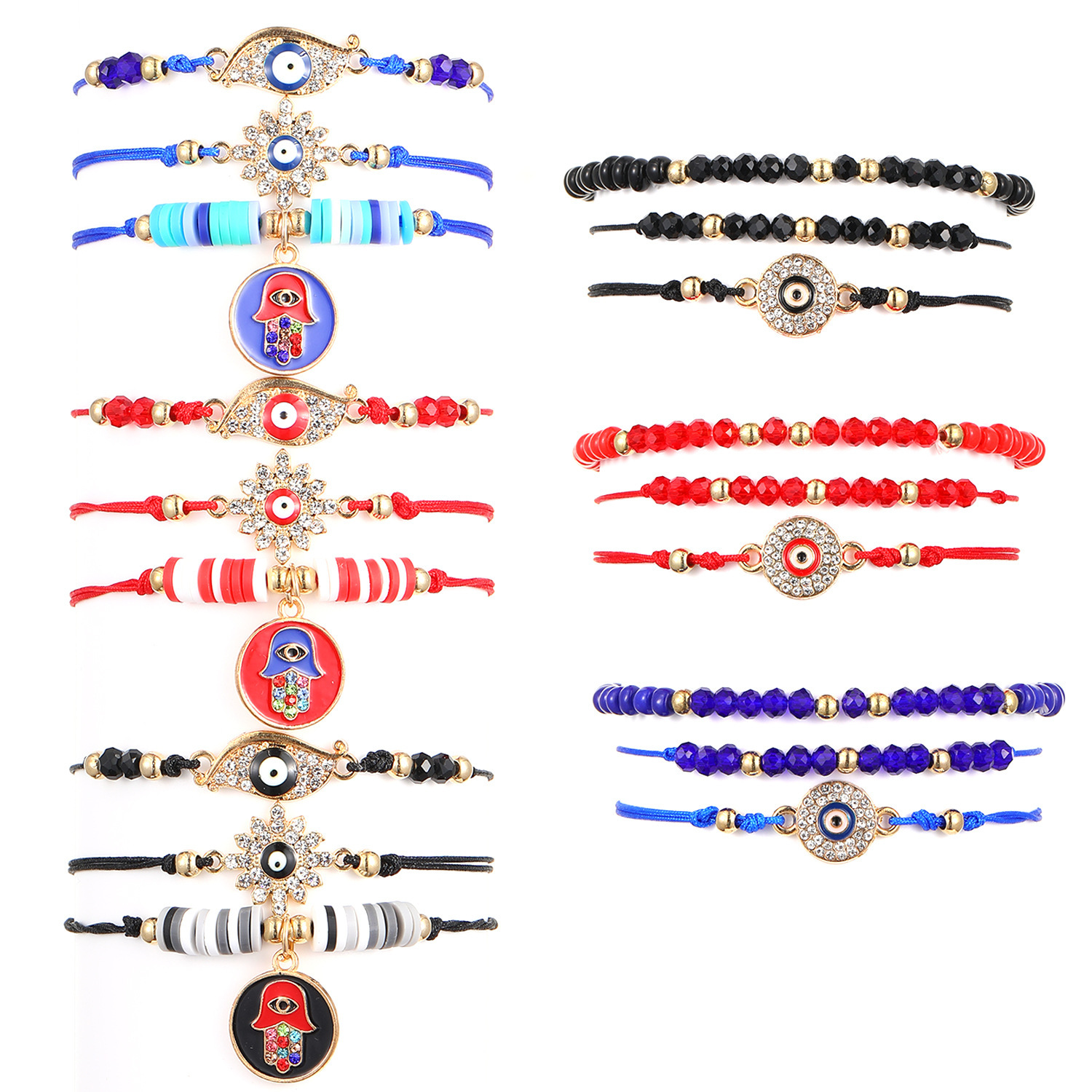 Devil's Eye Bracelet Set Fatima Blue Eyes Multi-layer Women's Beaded Stacking Bracelets
