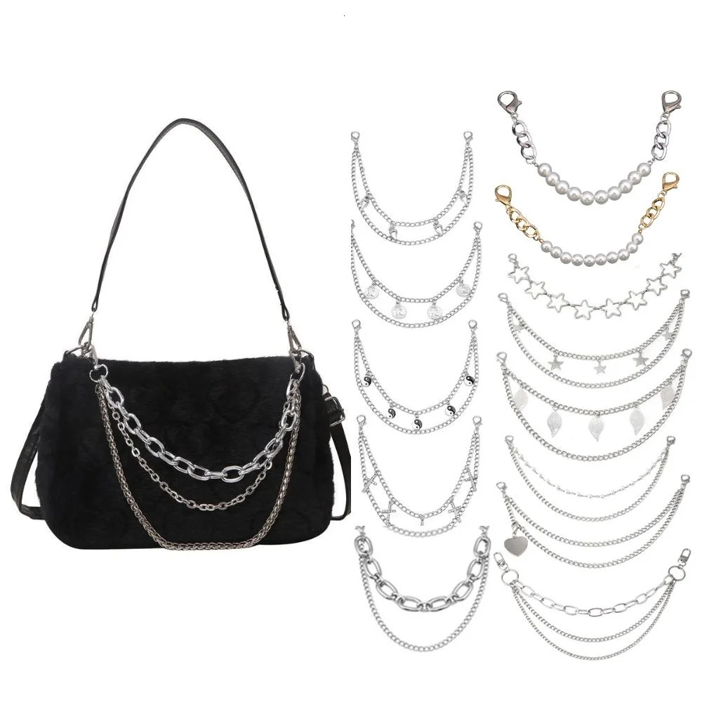 Multi-layer Metal Bag Chain DIY Handles Butterfly Heart Star Pendant Shoulder Bag Chain Replacement Bag Accessories Pearl Chain 251110