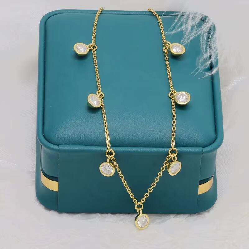 Paston Fine Jewelry Moissanite Anklet Link Chain VVS 925 Sterling Silver Round Cut Simple Style Moissanite Anklet for Women