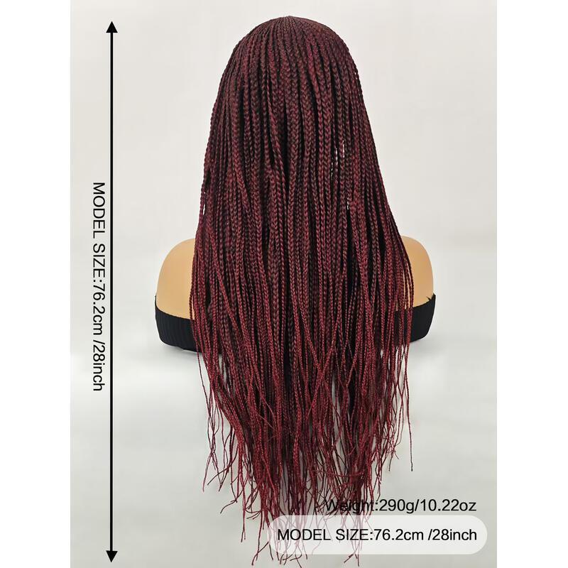 28 Inch Women Weaving Full Box Knotless Weave Lightweight Braids Synthetic Lace Front Wigs Black and Bury ddmyfriend