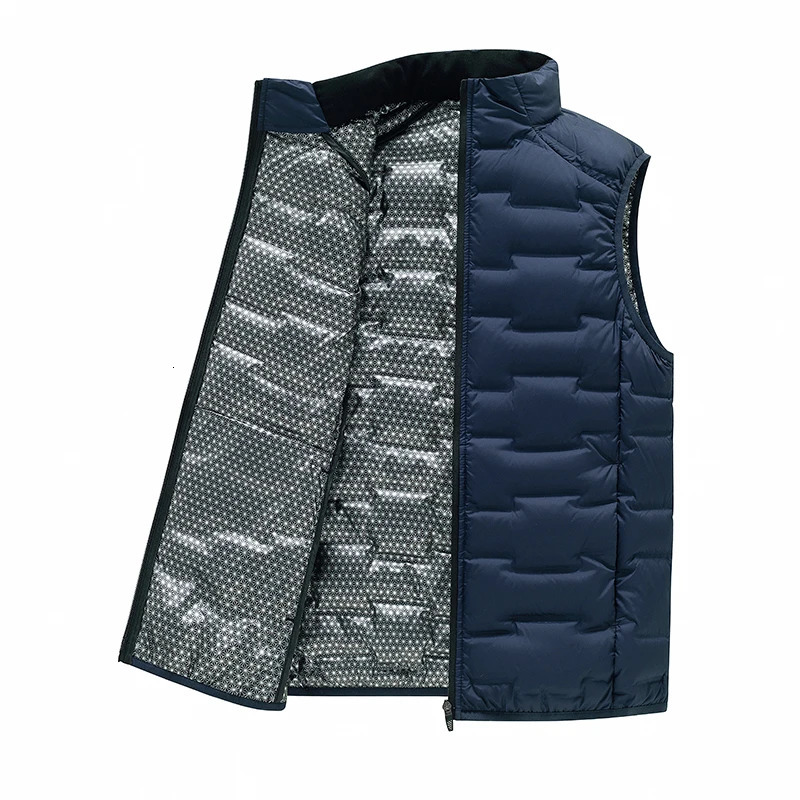 White Duck Down Vest with Thickened Stand Up Collar Trendy Mens Windproof Vest Couple Style Graphene Self Heating Sports Vest 251105