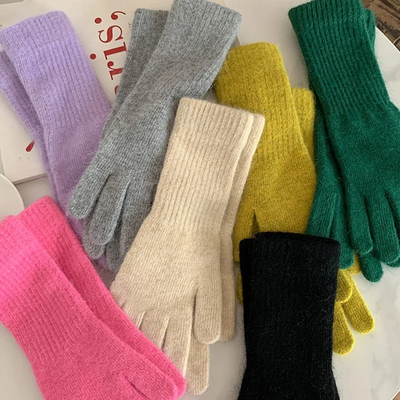 Solid Color Five-fingered Gloves Winter Women Gloves Extended Elbow Warm Gloves INS Style Fashion Girls Winter Accessories 251106