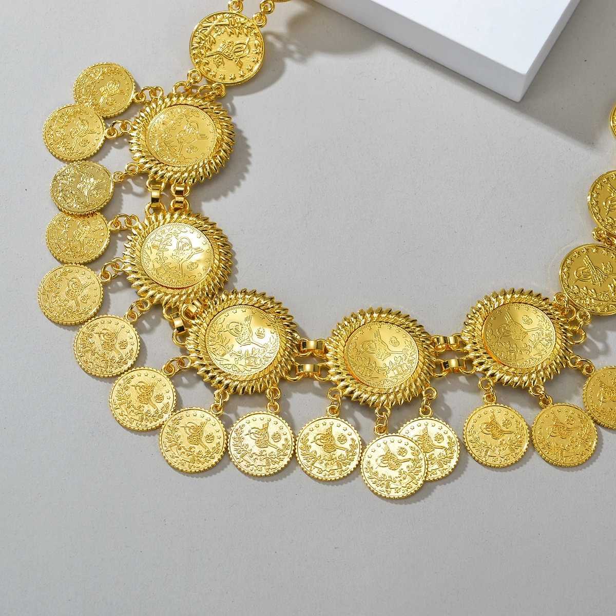 New Fashion Waist Chain Afghan Kurdish Jewelry Belt Gold Color Coin Tassel Waist Necklace For Wen Skirt Accessories X250410