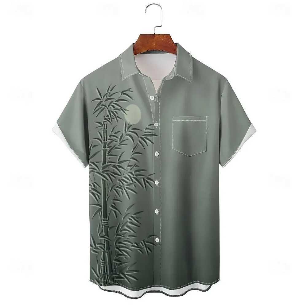 2025 Mens Palm Leaf Tropical Plants Summer Hawaiian Shirt Button Shirt Short Sleeve Hawaiian Resort Hotel X250410
